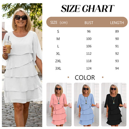 👗 60% RABATT! ✨ Damen Kleid – Rundhals, Kaskaden-Rüschen & Mehrlagig – Elegant, Schmeichelhaft & Perfekt für Sommer & Anlässe 🌸