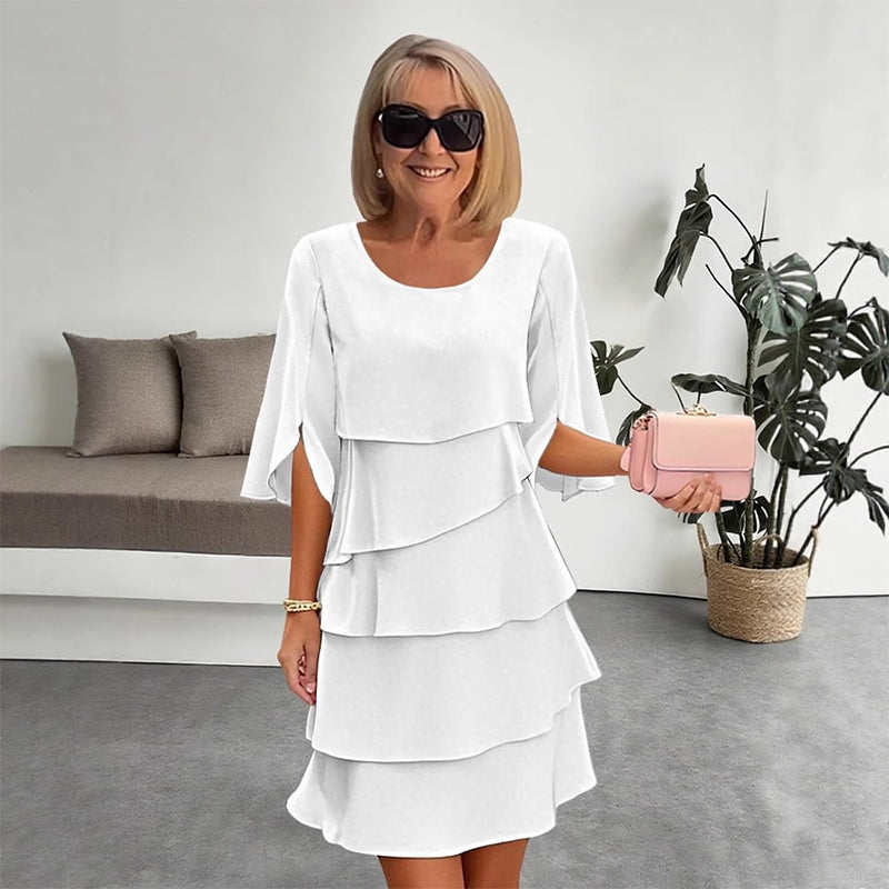 👗 60% RABATT! ✨ Damen Kleid – Rundhals, Kaskaden-Rüschen & Mehrlagig – Elegant, Schmeichelhaft & Perfekt für Sommer & Anlässe 🌸