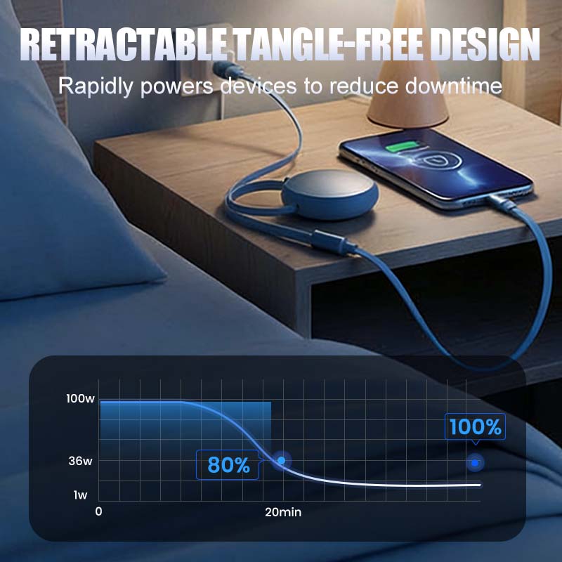 3-in-1 100 W einziehbares Multi-Ladekabel