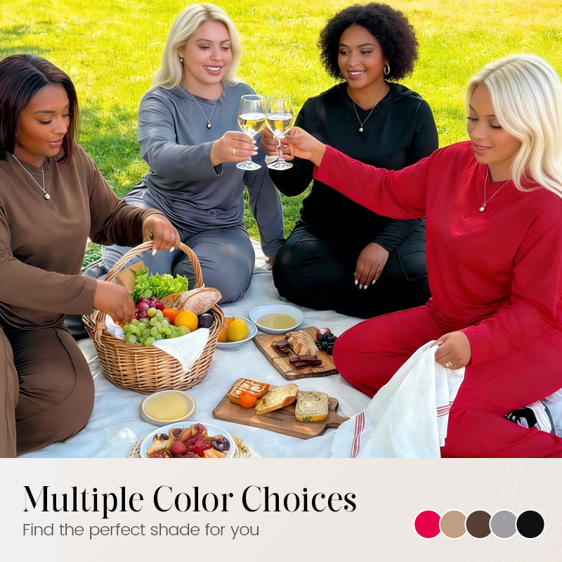 2-teiliges Set aus langärmeligem Oberteil und weit geschnittener Hose für Dame