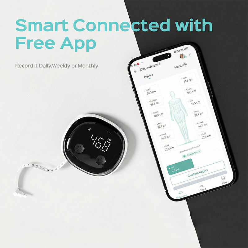 📢📢50 % Rabatt!! ⏰Smart Ruler-Körpermaßband, LED-HD-Vollbild-Fitnessgerät, Fitdays-APP-kompatibel
