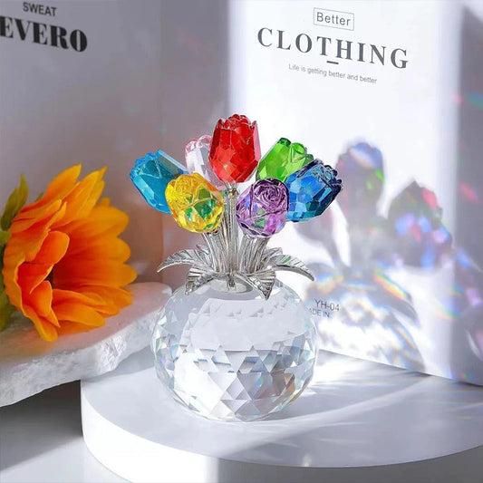 🎉 Neujahrsgeschenk – 50% RABATT!✨Ewige Kristall-Rosenblüten-Figur in Vase: Zeitloses Symbol der Liebe + luxuriöses Wohnaccessoire – Perfekt als Geschenk!