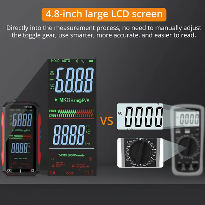⏰ Jetzt nur 50 % Rabatt! ⏰ USB-wiederaufladbares Digitalmultimeter – Echter Effektivwert, automatische Bereichswahl und hintergrundbeleuchtetes LCD-Display, CAT III 1000 V 🛡️