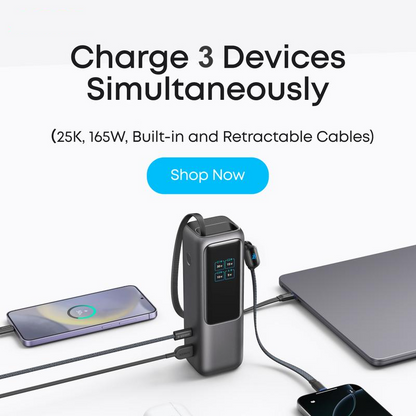 📢📢50 % Rabatt!!+Kostenloser Versand✈️🥳Tragbares Ladegerät mit integriertem Kabel⚡
