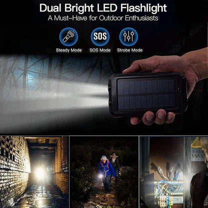 🔋 50% RABATT! ⚡ Tragbare Solar-Powerbank – Doppel-LED & Solarladung ✨
