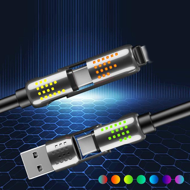 💎 50% RABATT! 💎 4-in-1-Schnellladedatenkabel mit Atemlicht – 240W, Kompatibel mit iPhone & Android, Silikon + LED-Statusanzeige ⚡🔌
