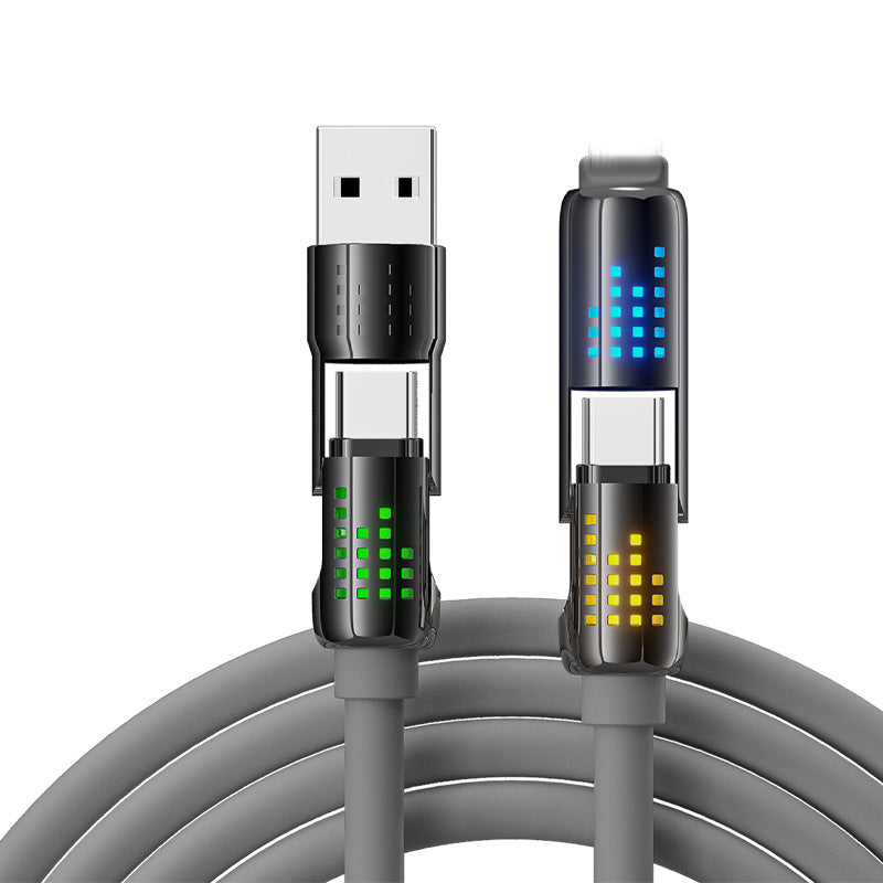 💎 50% RABATT! 💎 4-in-1-Schnellladedatenkabel mit Atemlicht – 240W, Kompatibel mit iPhone & Android, Silikon + LED-Statusanzeige ⚡🔌