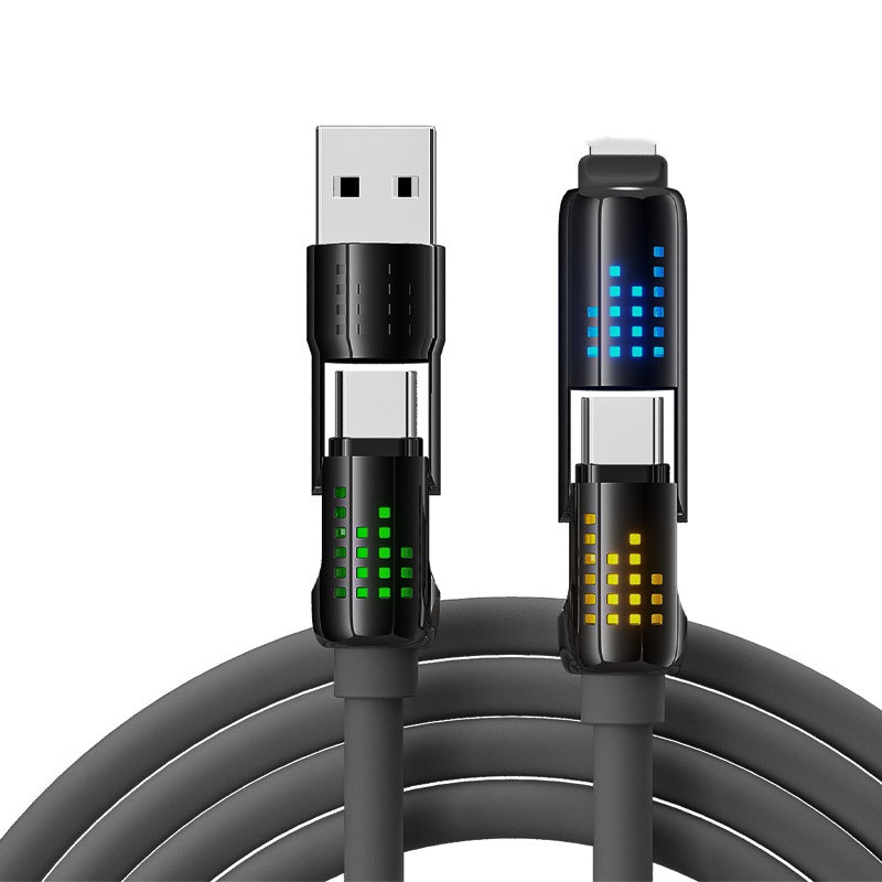 💎 50% RABATT! 💎 4-in-1-Schnellladedatenkabel mit Atemlicht – 240W, Kompatibel mit iPhone & Android, Silikon + LED-Statusanzeige ⚡🔌