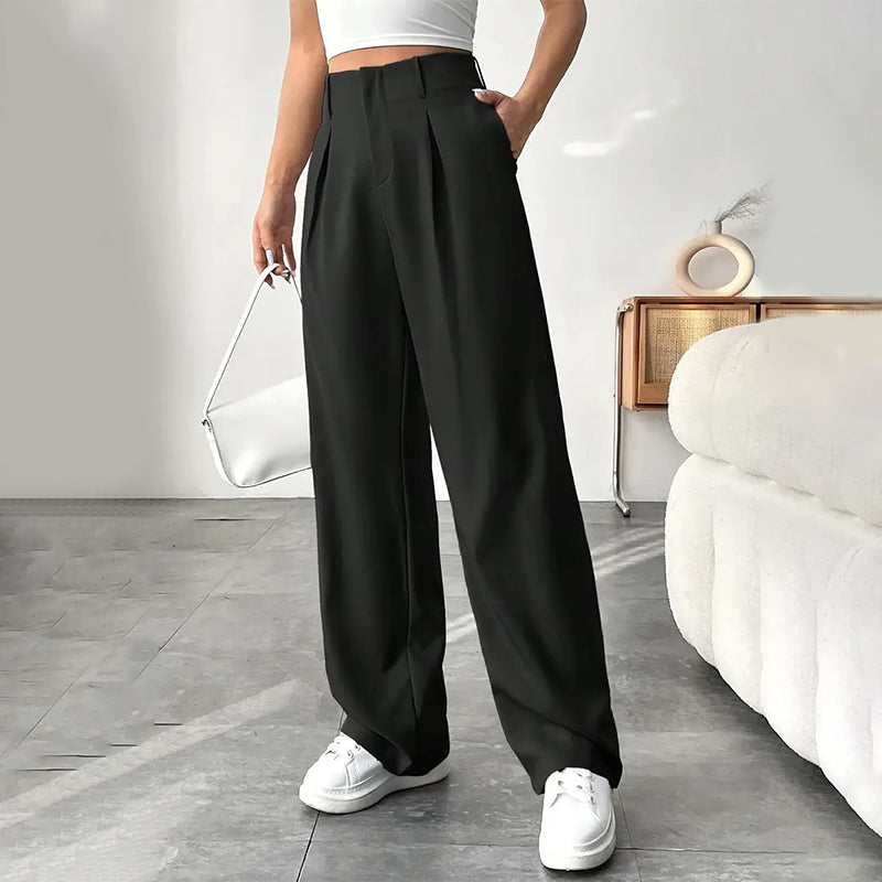 ✨ LIMITED-TIME 50% RABATT! | Damen Hose mit hoher Taille – weite Beinform, atmungsaktiver Stoff, figurschmeichelnd – ideal für Büro & Freizeit 👖✨