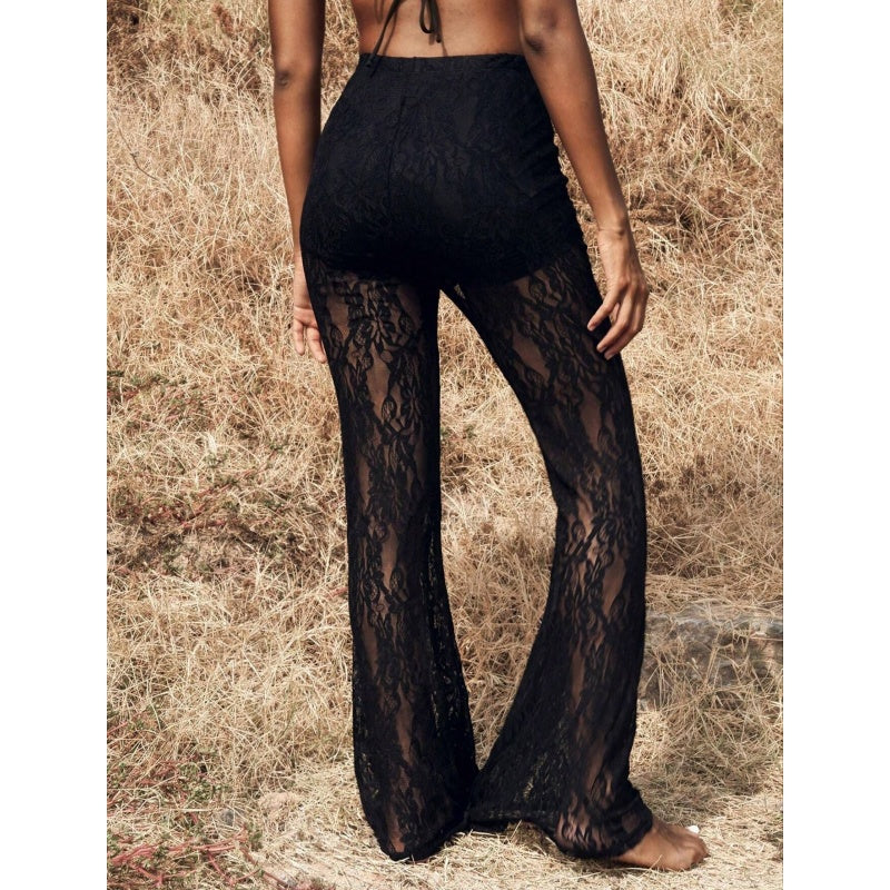 🔈🔈60 % RABATT!👖 Elegante, ausgestellte Spitzenhose mit hohem Bund – Integriertes Shorts-Futter & Boho-Chic für Sommer und Festivals 🌸