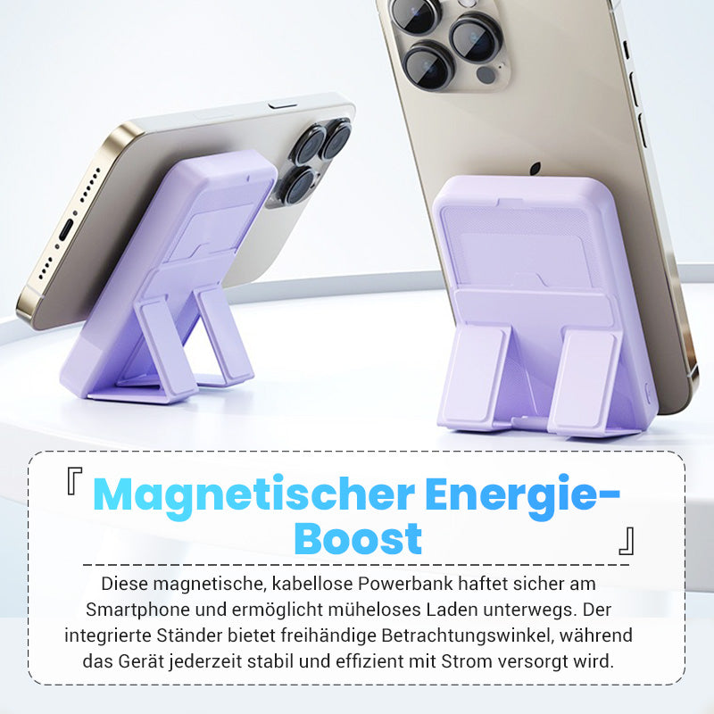 🔋50 % Rabatt! Kabellose magnetische Powerbank mit 10.000 mAh und integriertem Ständer – Lädt bis zu 3 Geräte gleichzeitig mit einer Ausgangsleistung von 15 W bzw. 22,5 W ⚡📱