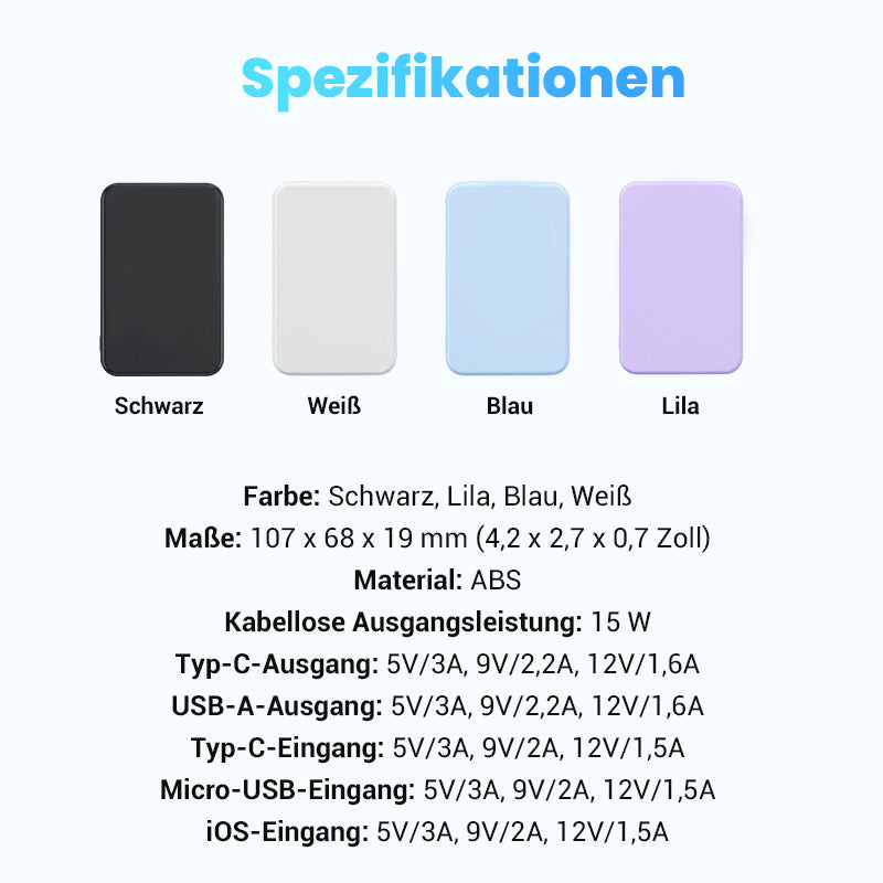 🔋50 % Rabatt! Kabellose magnetische Powerbank mit 10.000 mAh und integriertem Ständer – Lädt bis zu 3 Geräte gleichzeitig mit einer Ausgangsleistung von 15 W bzw. 22,5 W ⚡📱