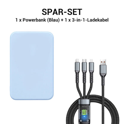 🔋50 % Rabatt! Kabellose magnetische Powerbank mit 10.000 mAh und integriertem Ständer – Lädt bis zu 3 Geräte gleichzeitig mit einer Ausgangsleistung von 15 W bzw. 22,5 W ⚡📱