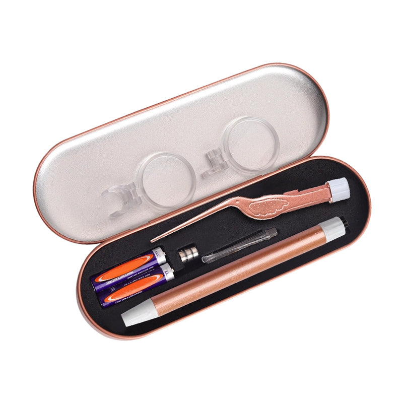 Beleuchtetes Ohrenreiniger- und Pinzetten-Set mit Lupe