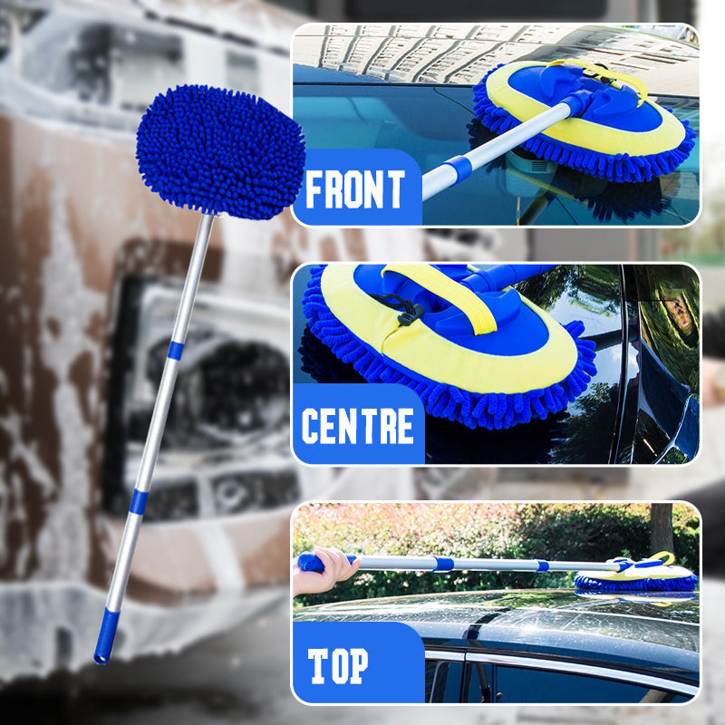 📢📢 55 % Rabatt!! 🧼 [Teleskop-Autowischmopp] – mit langem Stiel & aus Aluminium 🌟. Waschen Sie das Autodach im Stehen – kein Bücken mehr! 🚗✨