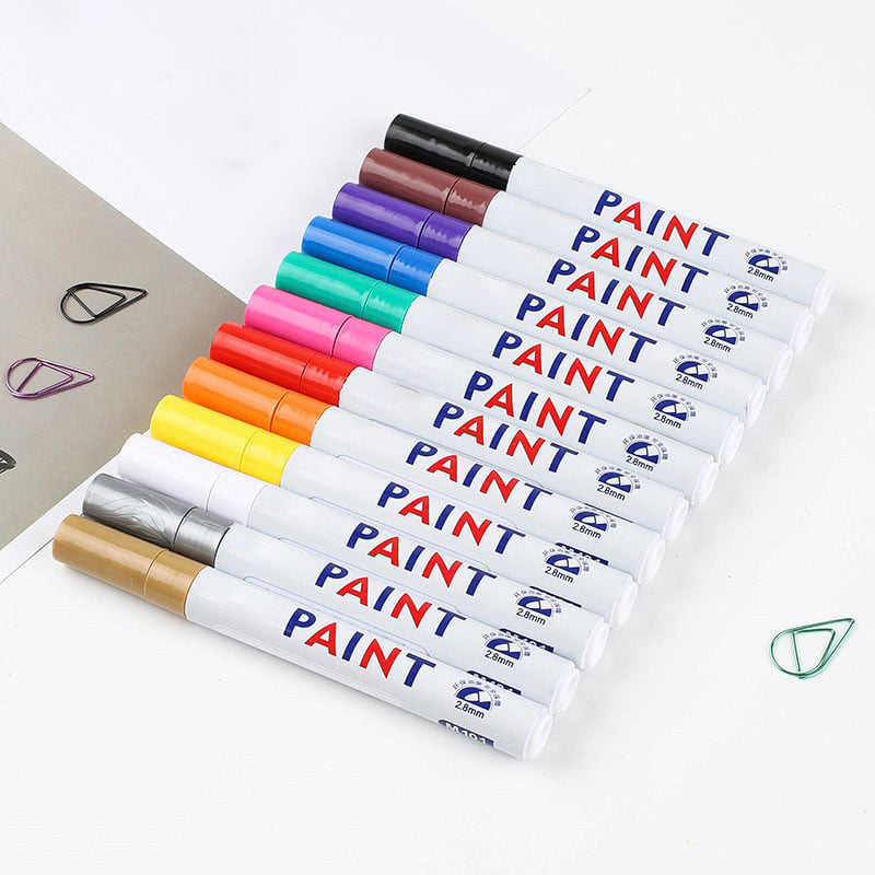 12 Farben wasserfester Lackmarker für Autoreifen