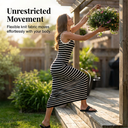 Ärmelloses, gestreiftes Rippstrickkleid