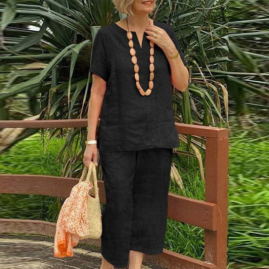 Sommer-Set aus Kurzarmhemd und Hose mit elastischem Bund