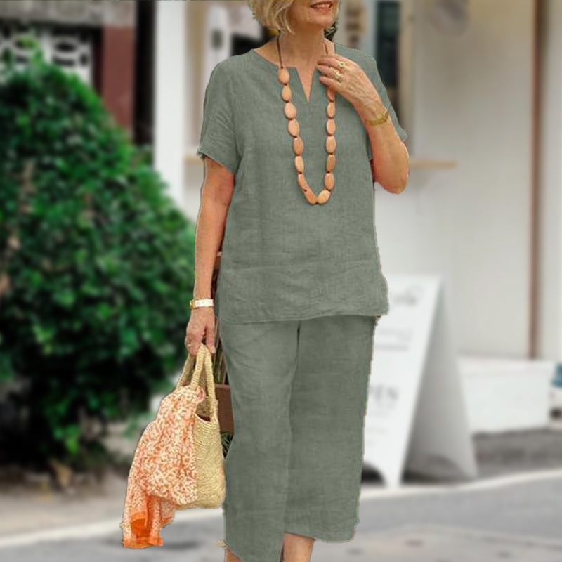 Sommer-Set aus Kurzarmhemd und Hose mit elastischem Bund