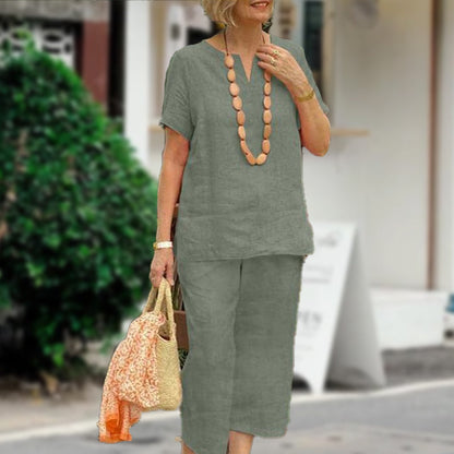 Sommer-Set aus Kurzarmhemd und Hose mit elastischem Bund