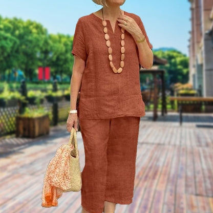 Sommer-Set aus Kurzarmhemd und Hose mit elastischem Bund