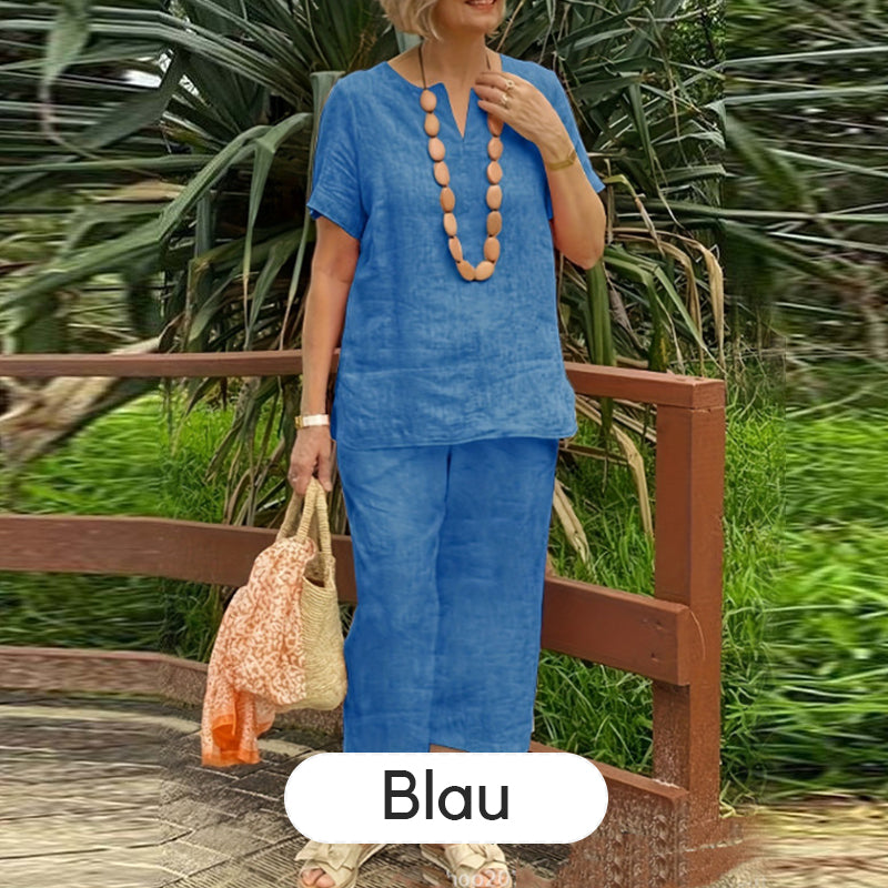 Sommer-Set aus Kurzarmhemd und Hose mit elastischem Bund