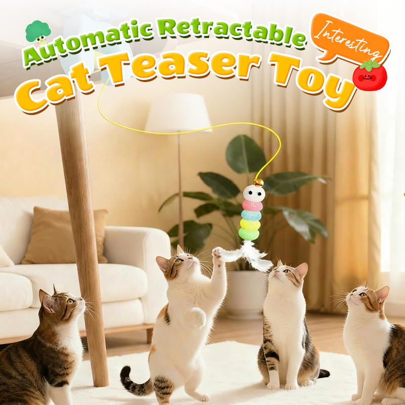 🐈 50% RABATT! 🎾 Automatisches einziehbares Katzenspielzeug – Bewegungsaktiviert, interaktiv & jagdfördernd – Ideal gegen Langeweile für Stubentiger zu Hause ✨