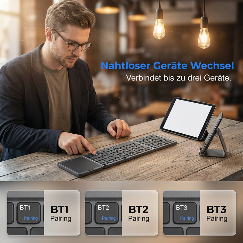 🔥Begrenzte Zeit 50% Rabatt💥Faltbare Bluetooth-Tastatur mit Touchpad--⌨️Effizientere Büroeingabe✨