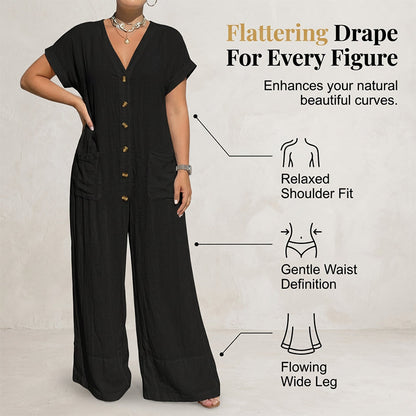 Lässiger Sommer-Jumpsuit mit Knopfleiste für Damen