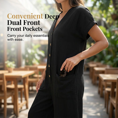 Lässiger Sommer-Jumpsuit mit Knopfleiste für Damen