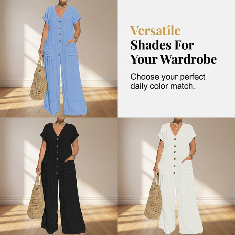 Lässiger Sommer-Jumpsuit mit Knopfleiste für Damen