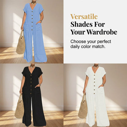 Lässiger Sommer-Jumpsuit mit Knopfleiste für Damen
