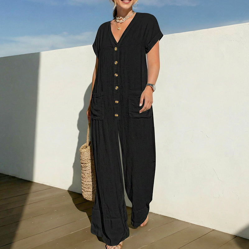Lässiger Sommer-Jumpsuit mit Knopfleiste für Damen