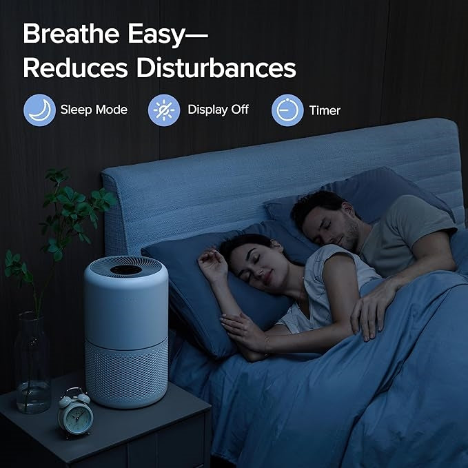🔥 Luftreiniger Allergiker mit Aromatherapie, HEPA Luftfilter gegen Schimmel, Staub und Tierhaare bis zu 0,3 µm für Schlafzimmer, 7 Watt Energiesparend, 3 Geschwindigkeiten