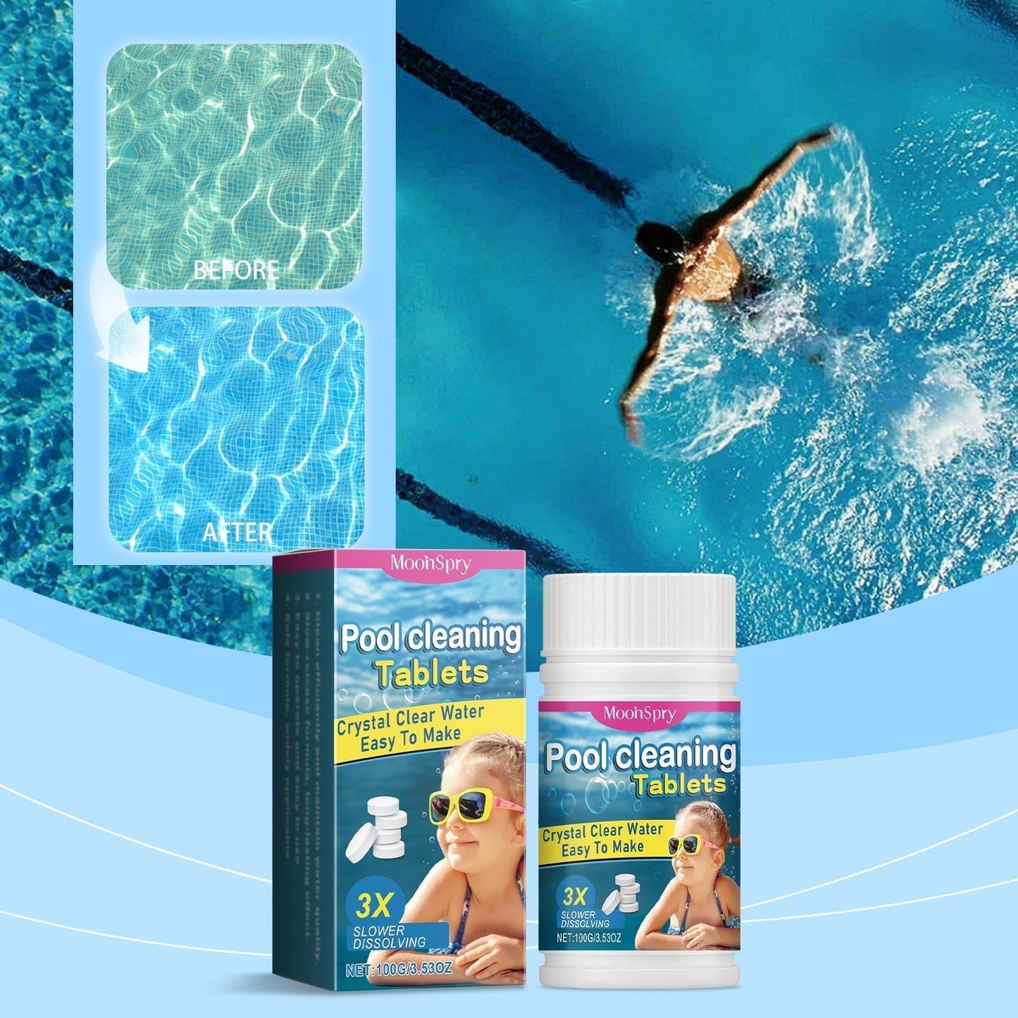 🏊‍♂️ Poolreinigungstabletten für kristallklares Wasser – Einwerfen, auflösen, reinspringen! 🌊✨