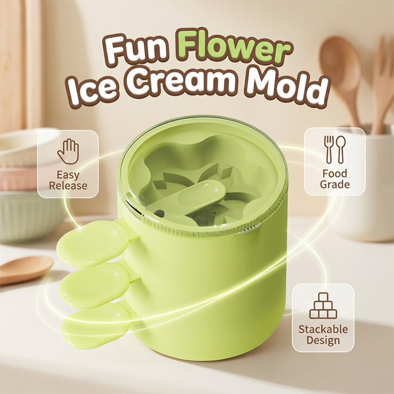 🌸Silikon-Eiscremeform in Blumenform🍧: Leicht zu entformen und kreative Formen zu kreieren.