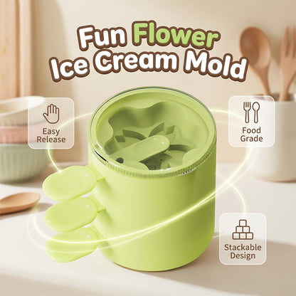 🌸Silikon-Eiscremeform in Blumenform🍧: Leicht zu entformen und kreative Formen zu kreieren.