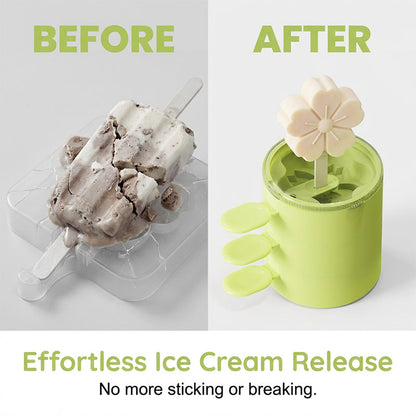 🌸Silikon-Eiscremeform in Blumenform🍧: Leicht zu entformen und kreative Formen zu kreieren.