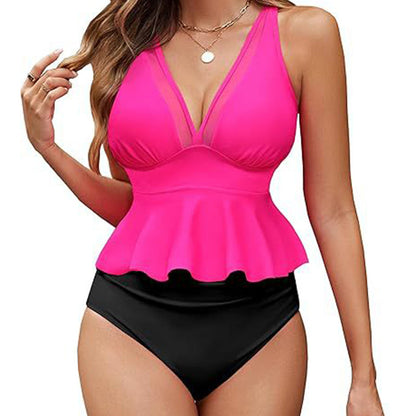 Damen-Tankini-Set mit Peplum-Schnitt und passendem Unterteil