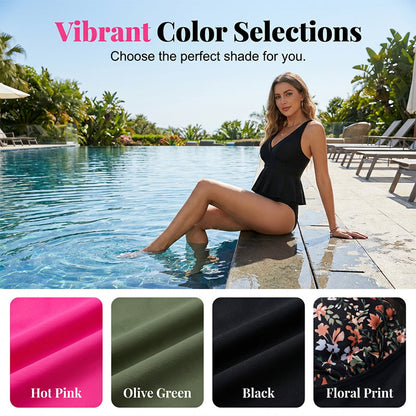 Damen-Tankini-Set mit Peplum-Schnitt und passendem Unterteil