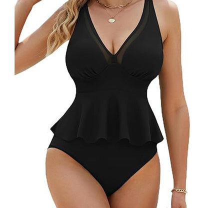 Damen-Tankini-Set mit Peplum-Schnitt und passendem Unterteil