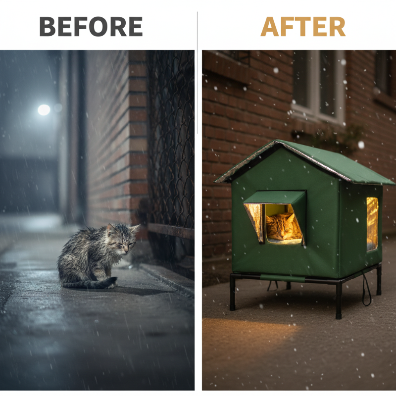 🐱🔥 Wasserdichtes Klappbares Katzenhaus – Erhöht, winddicht & wetterfest ✨🏠 50% RABATT! Ideal für Garten, Balkon & Streuner – wetterfest, isolierend & platzsparend.