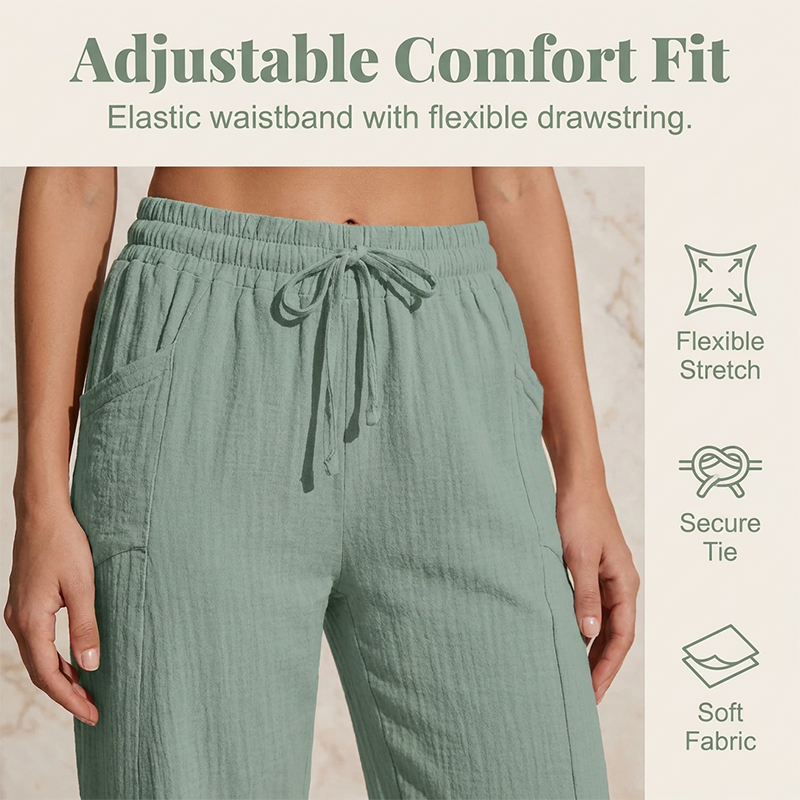 🌿 LIMITIERTES ANGEBOT 50% RABATT! ✨ Damen Hose aus Leinen-Baumwolle – Leicht, Falten, Gummibund 👒