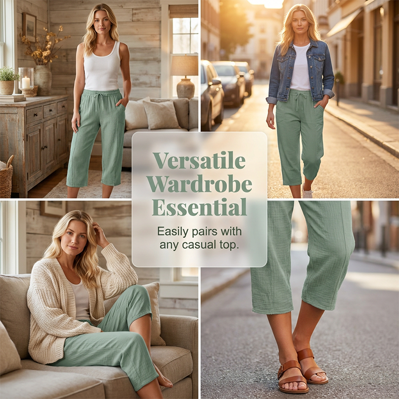 🌿 LIMITIERTES ANGEBOT 50% RABATT! ✨ Damen Hose aus Leinen-Baumwolle – Leicht, Falten, Gummibund 👒