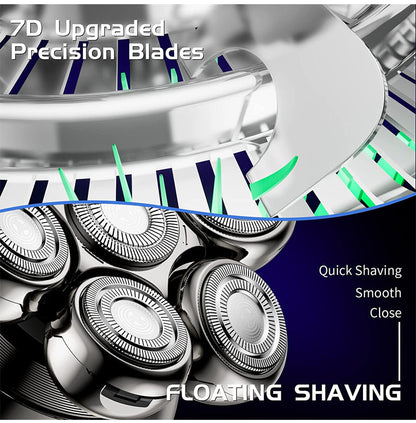 💪7D Floating Shaver Set | 5-in-1 Multifunktional⚡ Kabelloses Laden + LED-Akkustandsanzeige🚿 Nass-/Trockenrasur · Abwaschbar🪐 Ideal für unterwegs