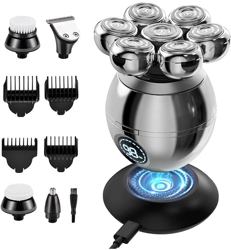 💪7D Floating Shaver Set | 5-in-1 Multifunktional⚡ Kabelloses Laden + LED-Akkustandsanzeige🚿 Nass-/Trockenrasur · Abwaschbar🪐 Ideal für unterwegs
