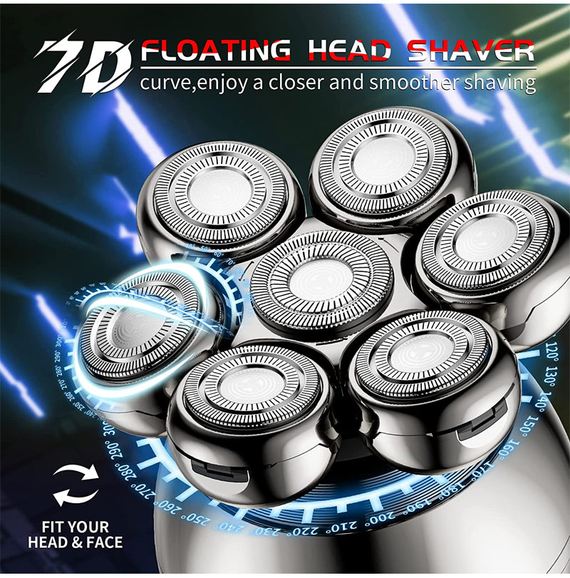💪7D Floating Shaver Set | 5-in-1 Multifunktional⚡ Kabelloses Laden + LED-Akkustandsanzeige🚿 Nass-/Trockenrasur · Abwaschbar🪐 Ideal für unterwegs
