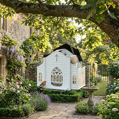 Kirchenförmige, solarbetriebene Vogelfutterstation