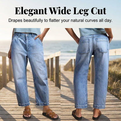 👖 LIMITED-TIME 50% RABATT! ✨ Damen-Jeans – Hohe Taille, Verkürzt, Weit ✨