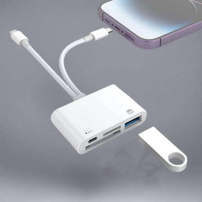 🛍️ 60 % Rabatt – 3-in-1 Speicherkartenleser für Handy & Tablet – USB-C, Lightning, USB-A – Plug & Play für iPhone , Android, PC & Mac 📱